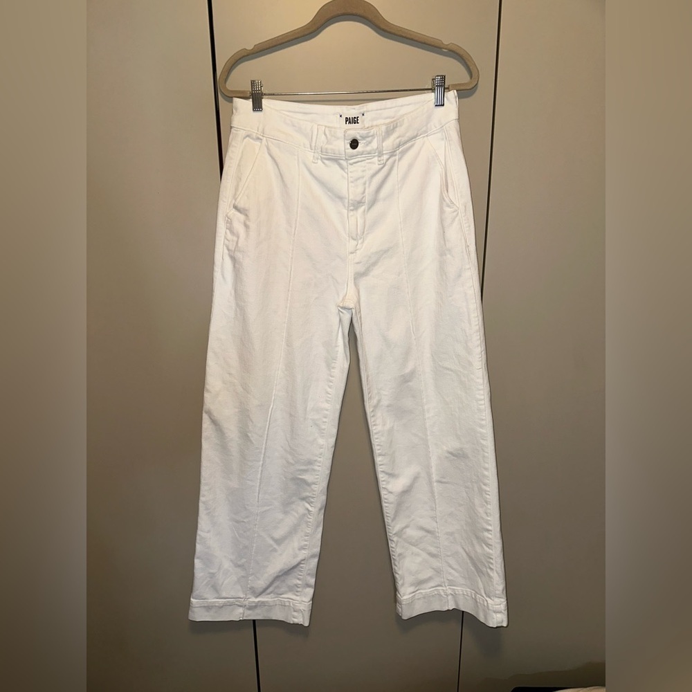 PAIGE Pearl White Sasha Wide Leg Jeans Size 32 - Picture 9 of 15